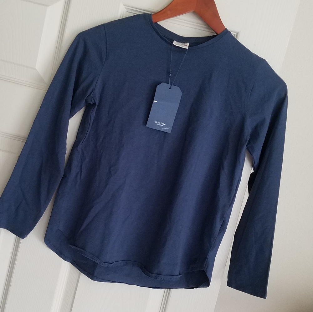 NWT Zara Kids 9 Navy Blue Long Sleeve Top NEW